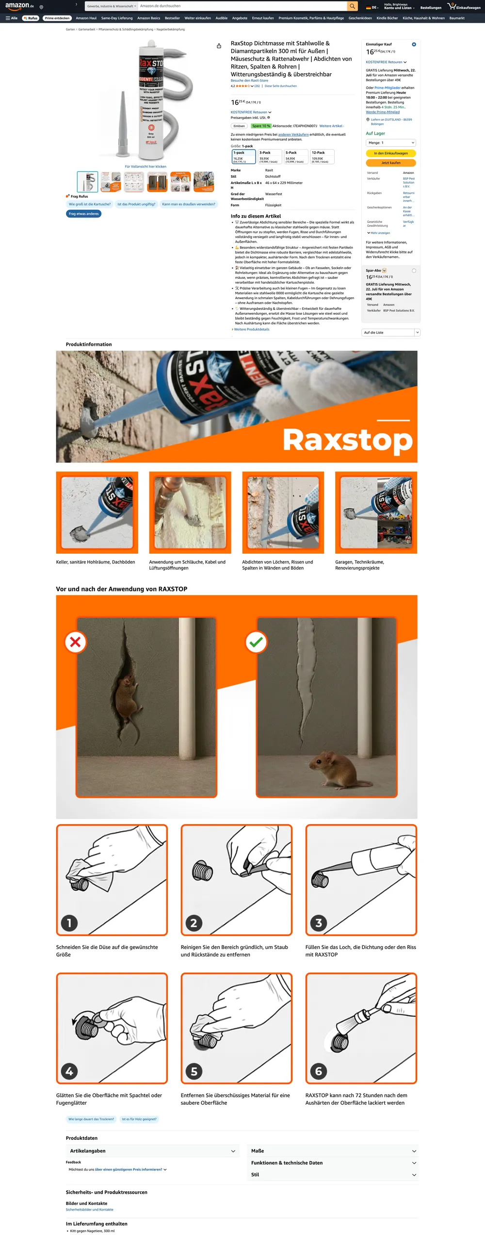 RaxStop productpagina op Amazon
