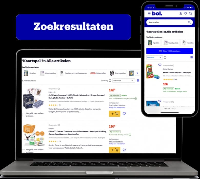 Sponsored Products in de zoekresultaten op Bol
