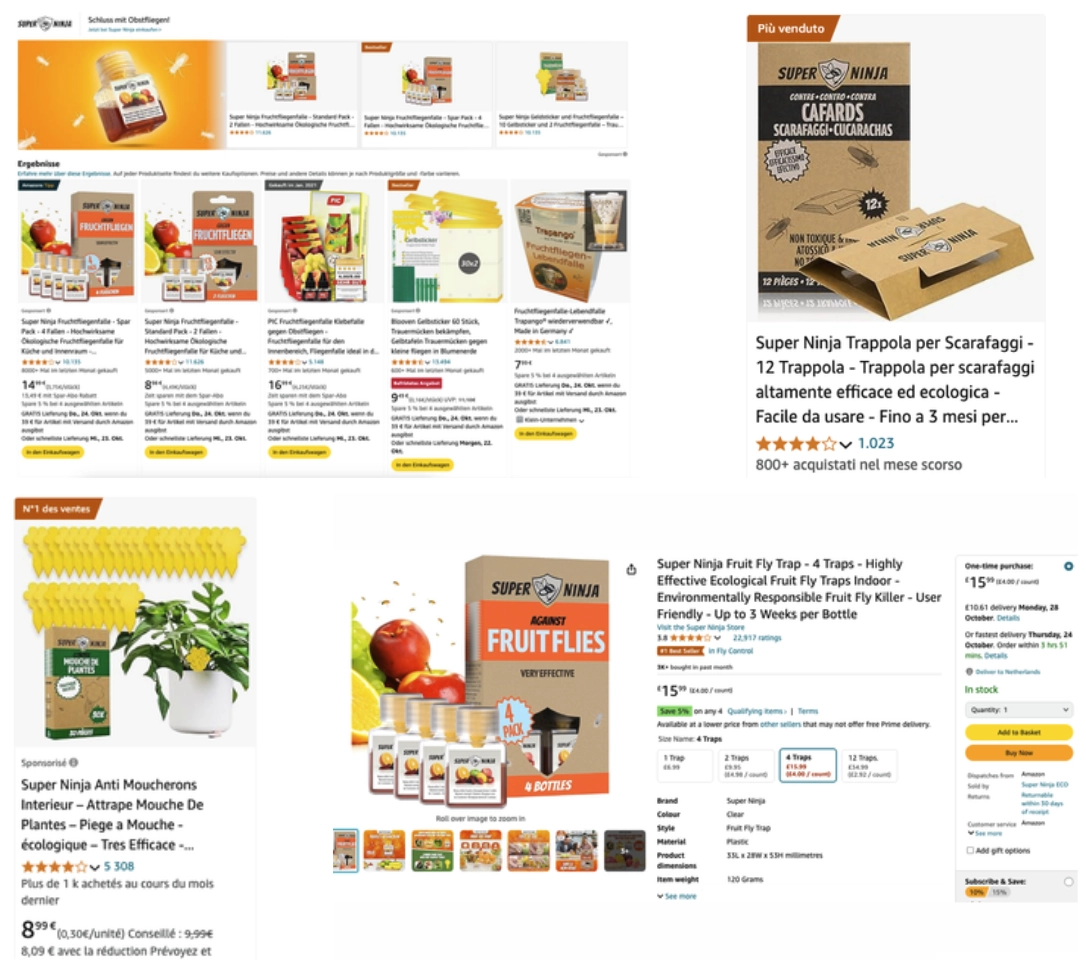 Best Seller Badges voor Super Ninja-producten in meerdere Amazon-markten en categorieën.